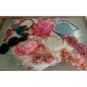 Lot of 10 Girls Hair Accessories Headbands Stretch Bows Flowers Colorful New